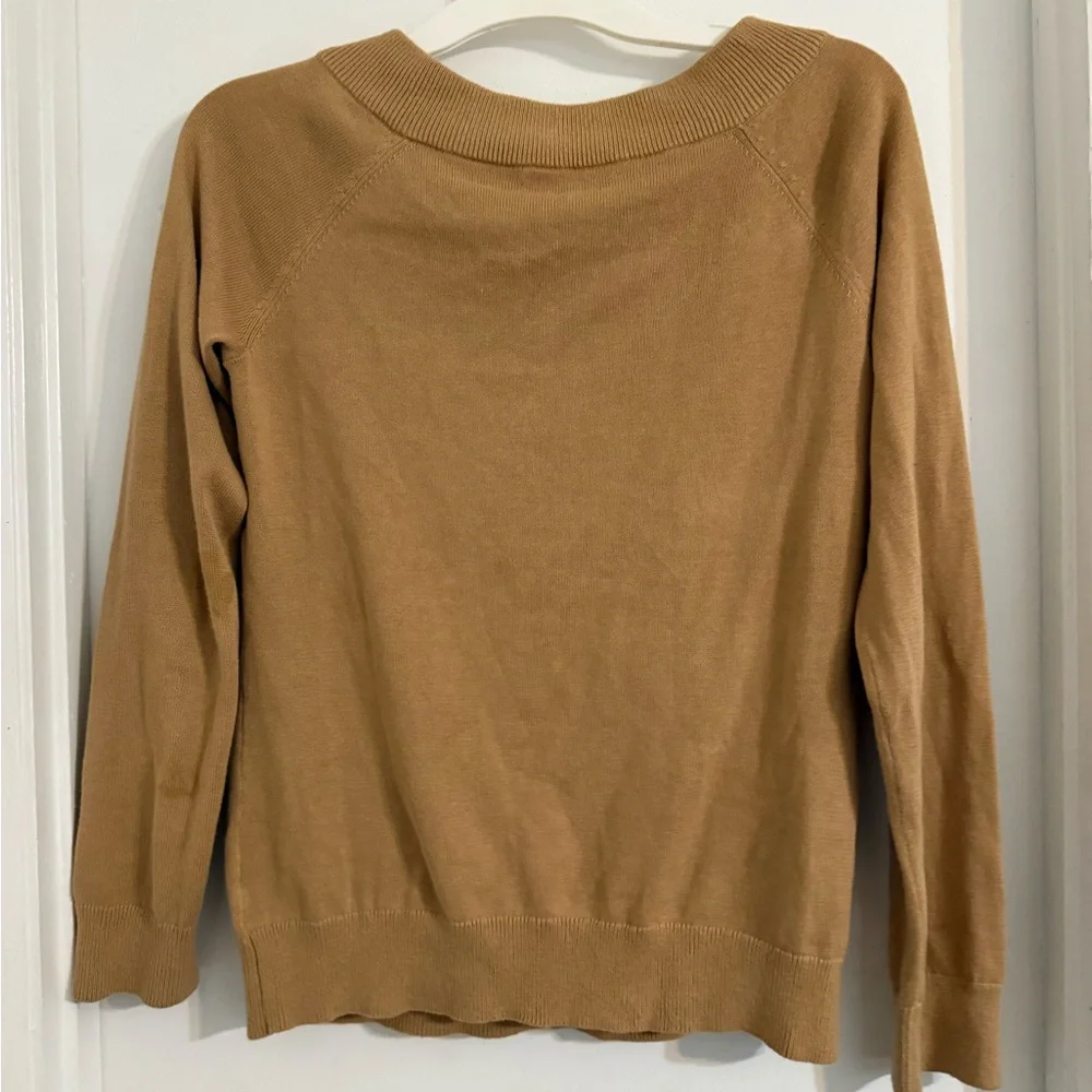 Women's Tan Sweater with Buckle Detail